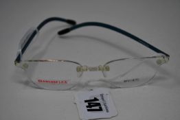 A pair of as new SwissFlex glasses frames with clear glass (RRP £200).