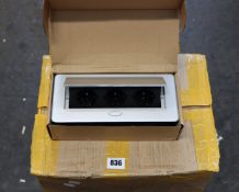 Ten boxed as new EU pop up floor sockets (Three plug).