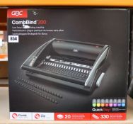 A boxed as new GBC CombBind 200 binding machine.