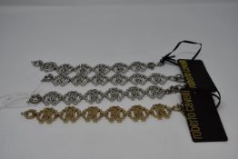 Four as new Robert Cavalli linked bracelets (Two with Tags, two without).