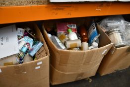 Three boxes of miscellaneous as new toiletries, cosmetics and related items to include Morphe and