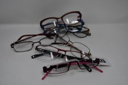 Three pairs of as new You's glass frames with clear glass (RRP £120-£130 each) and four pairs of