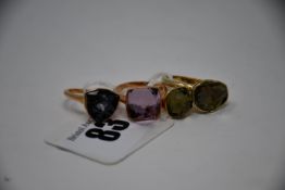 Four as new Swarovski rings with assorted coloured crystal stones and various sizes (Unboxed, No