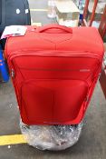 One as new American Tourister Summerfunk spinner suitcase in red (79/29 expandable).