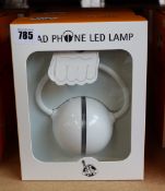 Four boxed as new New York Gift Co. Rechargeable LED Headphone Shaped Lamps (Model: NY01).