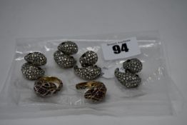 Six as new Robert Cavalli snake/serpent rings (No Tags).
