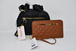 An as new Juicy Couture gothic quilting mini satchel and a Steve Madden zip around purse.