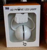 Four boxed as new New York Gift Co. Rechargeable LED Headphone Shaped Lamps (Model: NY01).