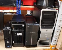 Four tower computers; 1 x Dell Precision T7500, 1 x Acer Aspire TC-105 AMD A8, 1 x LG I7 PC 37770K