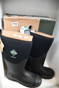 Two pairs of The Original Muck Boot Company Chore steel toe boots (UK 12 unboxed and 13).