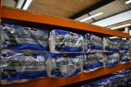 Ten packs of 40 rolls of Kirkland Signature Triple Satin Bath Tissue (240 sheets per roll).