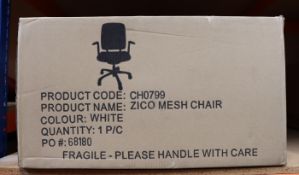 A boxed as new Zico mesh back operator chair in white.