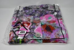 Five Simply Art Dolcezza Linda Woods Wildest Flowers ruffle neck dresses (UK S, M, L, XL, XXL).