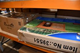 One Natura Trixie Hound Hut, one Paw Hut adjustable dog grooming table and one Paw Hut dog/cat