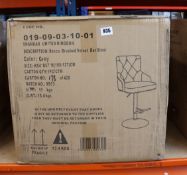 One boxed as new Rocco brushed velvet bar stool in grey.