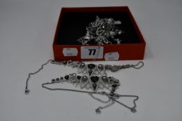 Eight as new Swarovski necklaces/chokers with clear/black crystals and grey pearls (Unboxed, No