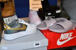 Seven pairs of assorted as new Nike footwear; Air Force 1 LV8 (UK 2), Air Force 1 SE (UK 4), Air