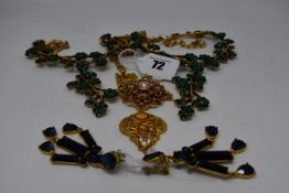 Two Dscande La Renta necklaces in the form of oriental blossom flowers, a pair of Dscande La Renta