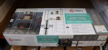 One boxed as new Trinity four tier wire shelving rack.