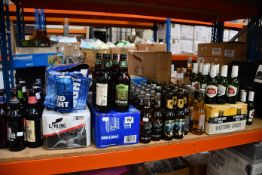 A quantity of assorted lager, cider and ales to include Stella Artois, Stowford Press and Carling (