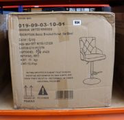 One boxed as new Rocco brushed velvet bar stool in grey.