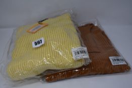 An as new L.F.Markey Rudy jumper in lemon (UK 12) and an Axel bodysuit in chestnut (UK 16).