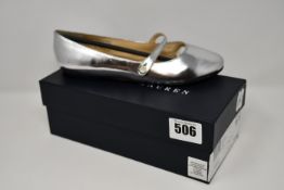 A pair of girls as new Ralph Lauren Alyssa MJ dress shoe in silver (UK child's 13 -RRP £115).