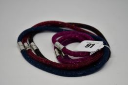 Three as new Swarovski Stardust single wrap bracelets (2 x M, 1 x S) and three Swarovski Stardust