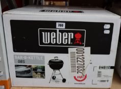 One boxed as new Weber Bar-B-Kettle in black (GBS).