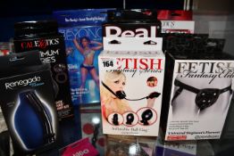 Two CalExotics super strap super sheets, two Pipedream She Ain't No Beyoncé inflatable love doll,