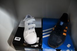 Two pairs of as new Adidas trainers; Advantage (UK 2.5) and Samba OG (UK 9).