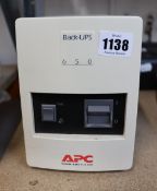A pre-owned APC Back-UPS 650 Uninterrupted Power Supply (Model: BK650MI).