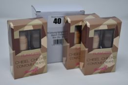 Twelve boxes of three sets of BarryM Flawless Chisel Cheeks contouring highlighting creams.