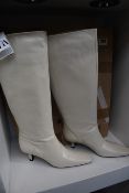 A pair of as new Zara cream leather boots (UK 5 - RRP £159).