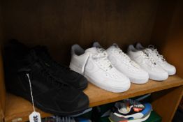 Three pairs of as new Nike trainers (All unboxed, UK 4, 8.5 12).