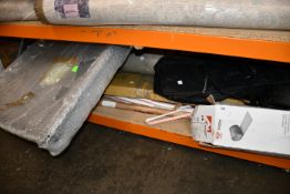 A shelf of miscellaneous items.