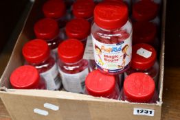 Twenty four Actikid Magic Beans multi-vitamins, raspberry flavour (90 gummies each, expires: 02/