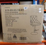 One boxed as new Rocco brushed velvet bar stool in grey.