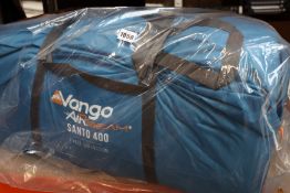 An as new Vango Santo Air 400 sky blue tent (£380).