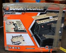 One boxed as new Black and Decker Workmate plus workbench (Model: WM825).