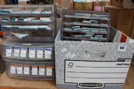 A quantity of contact lenses.