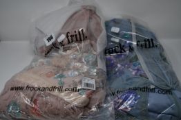 One Frock & Frill Ginger Ruffled Tie-Neck Embellished Midi Dress in skyway blue (12) and one Frock &