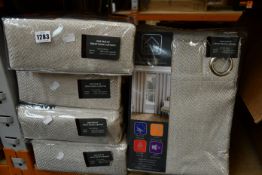 Seven as new Enhanced Living thermal woven eyelet top Bondi curtains (168cm width, 183xm drop).