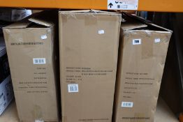 Three boxed as new office chairs to include: one Office Essential mesh back desk chair with arms and