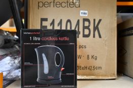 Twelve boxed as new Kitchen Perfected 1 litre cordless kettles in black (E1104BK).