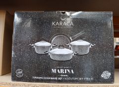 One boxed as new Marina Bio Granite seven piece cookware set.