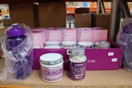 A quantity of Glamour Nutrition dietary supplements to include Collagen + Vitamin C powders and