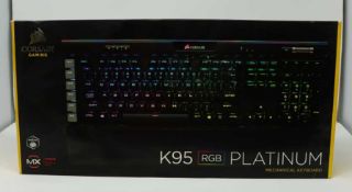 A boxed as new Corsair K95 RGB Platinum Cherry MX Speed Mechanical Gaming Keyboard (UK Layout) (