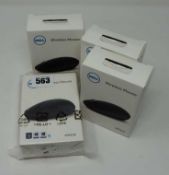 Three boxed as new Dell WM326 Wireless Mice and one boxed as new Dell WM126 Wireless Mouse (Boxes