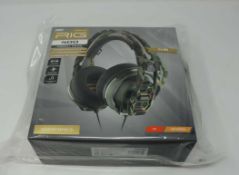 A boxed as new Plantronics RIG 400 Forest Camo Gaming Headset (3.5mm Universal/PC) (Box sealed).
